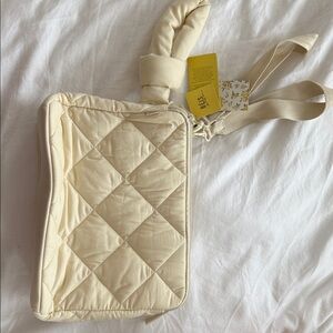 Beis Changing Clutch. Quilted Cream Bag with Handle
